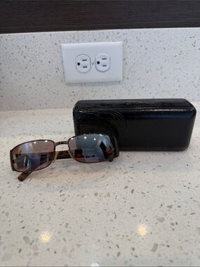 Vintage Versace Rectangular Sunglasses - Brown Tortoise Y2K Shades with Case